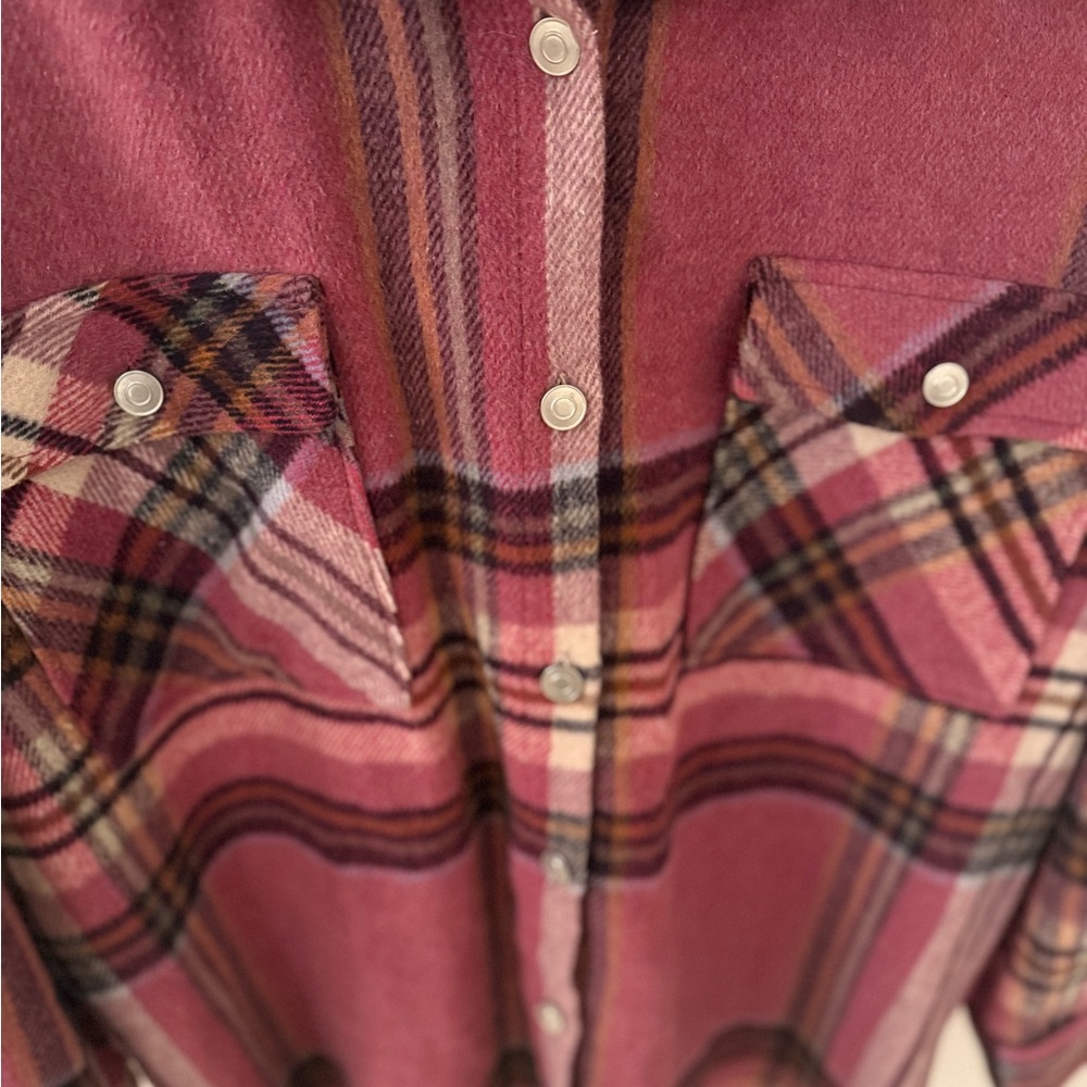 Pink Plaid Button-Up Shacket - Picture 3 of 5